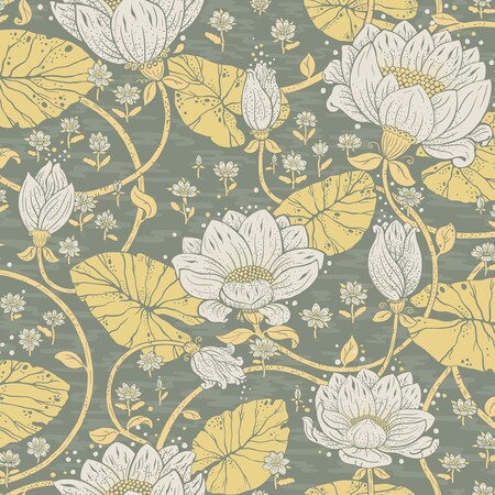 Manhattan Comfort Raleigh Eva Yellow Lotus Dreams 33 ft L X 209 in W Wallpaper BR4080-83120